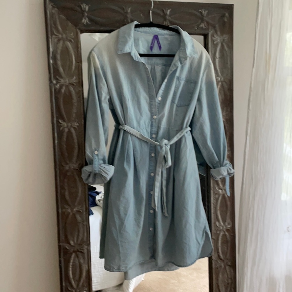 Seraphine denim blue cotton  Maternity Dress